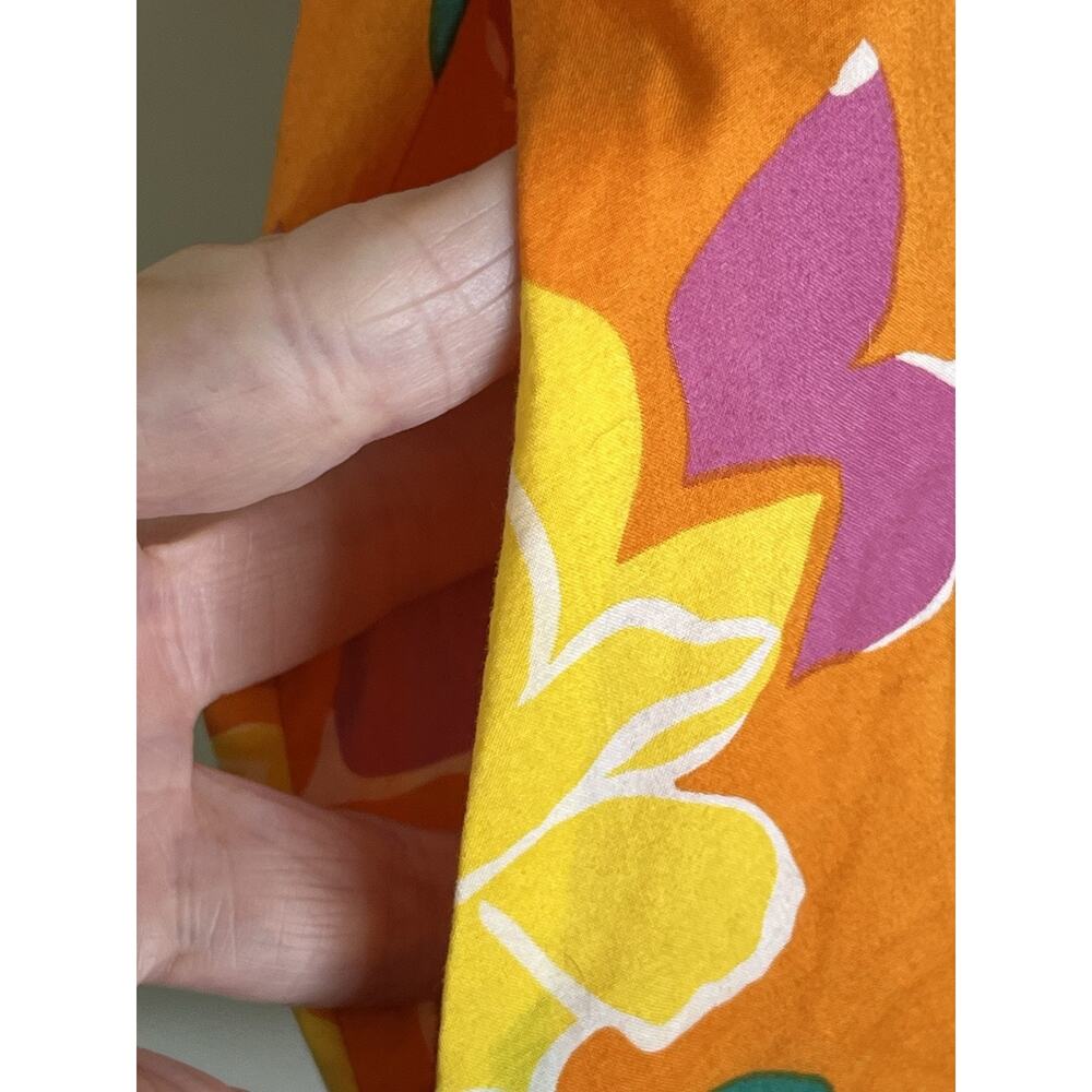 Altar'd State Minister Dress M Puff Sleeve Orange Floral Tropical Boho Pockets - Picture 9 of 16